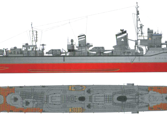 Корабль IJN Yukikaze [Destroyer] (1945) - чертежи, габариты, рисунки